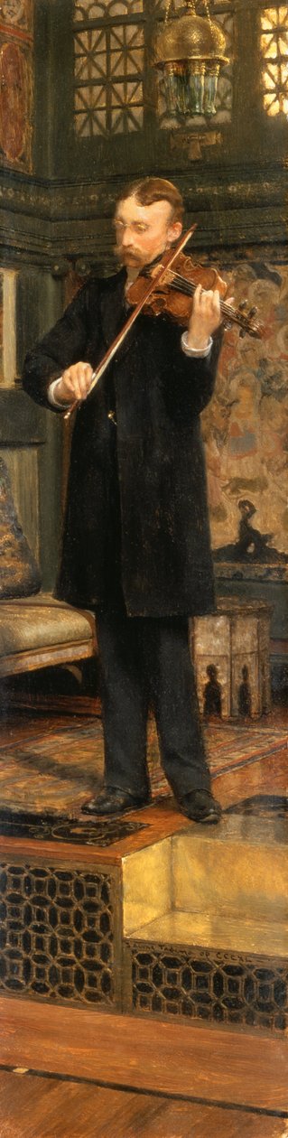 Muotokuva Maurice Sonsista soittamassa viulua Alma-Tademan studiossa tekijältä Lawrence Alma Tadema