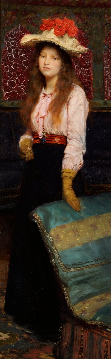 Neiti MacWirterin muotokuva, pieni kokopitkä sisätiloissa, 1888 tekijältä Lawrence Alma Tadema
