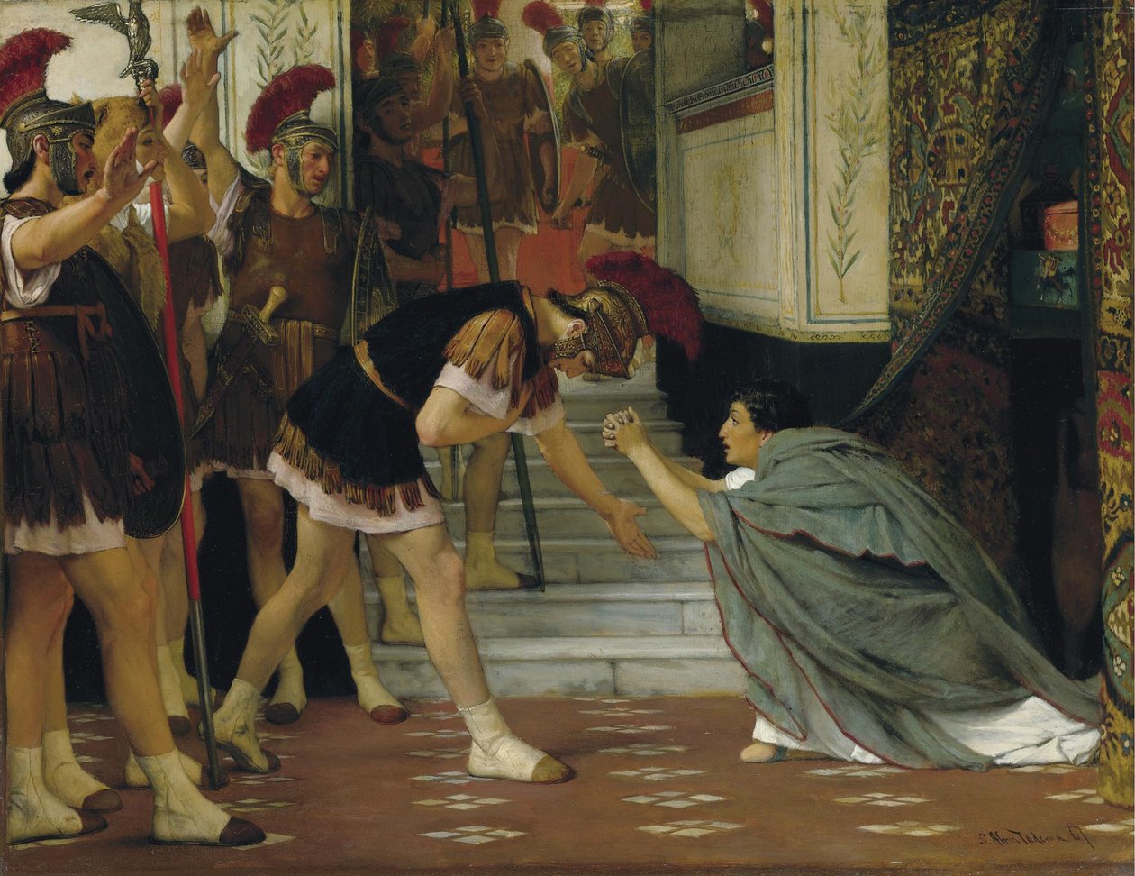 Claudiuksen julistaminen keisariksi, 1867 tekijältä Lawrence Alma Tadema