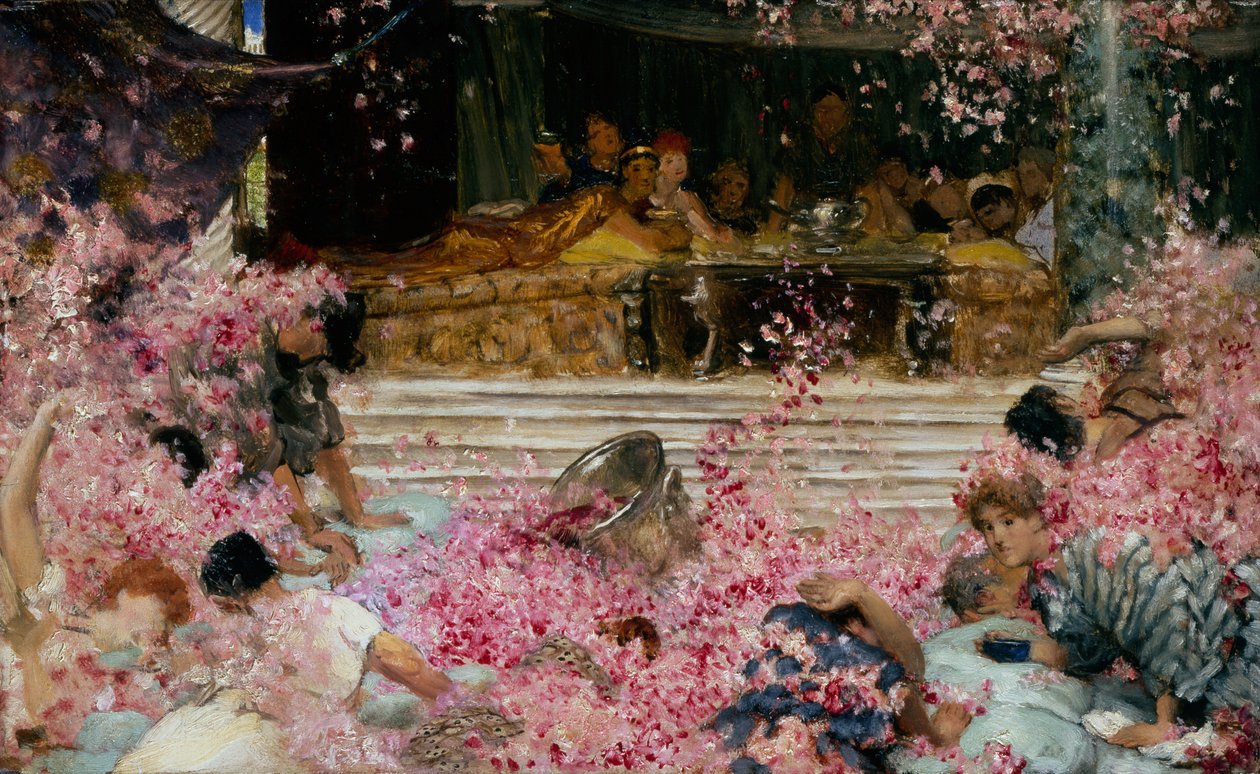 Study for The Roses of Heliogabalus, n. 1888 (öljy kankaalle) tekijältä Lawrence Alma Tadema