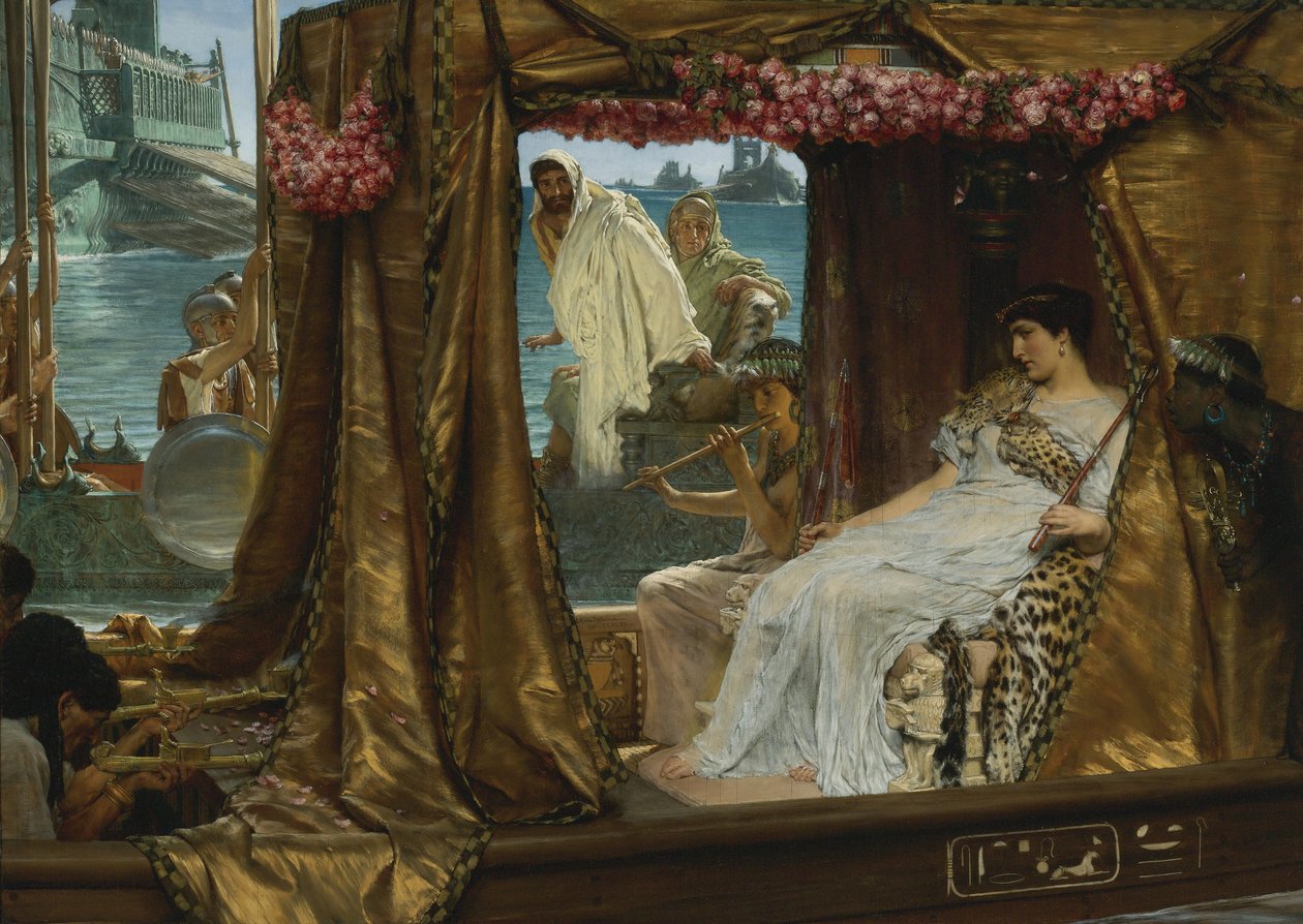 Antoniuksen ja Kleopatran tapaaminen, 1885 tekijältä Lawrence Alma Tadema