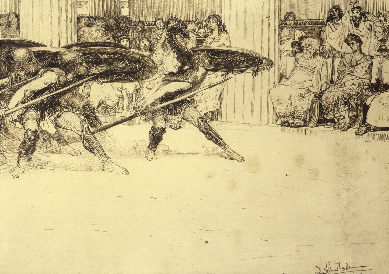 Pyrrhic Dance, noin 1886 tekijältä Lawrence Alma Tadema