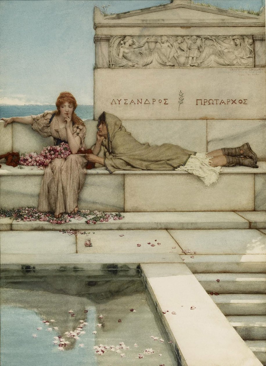 Xanthe ja Phaon, 1883 (wc paperille) tekijältä Lawrence Alma Tadema