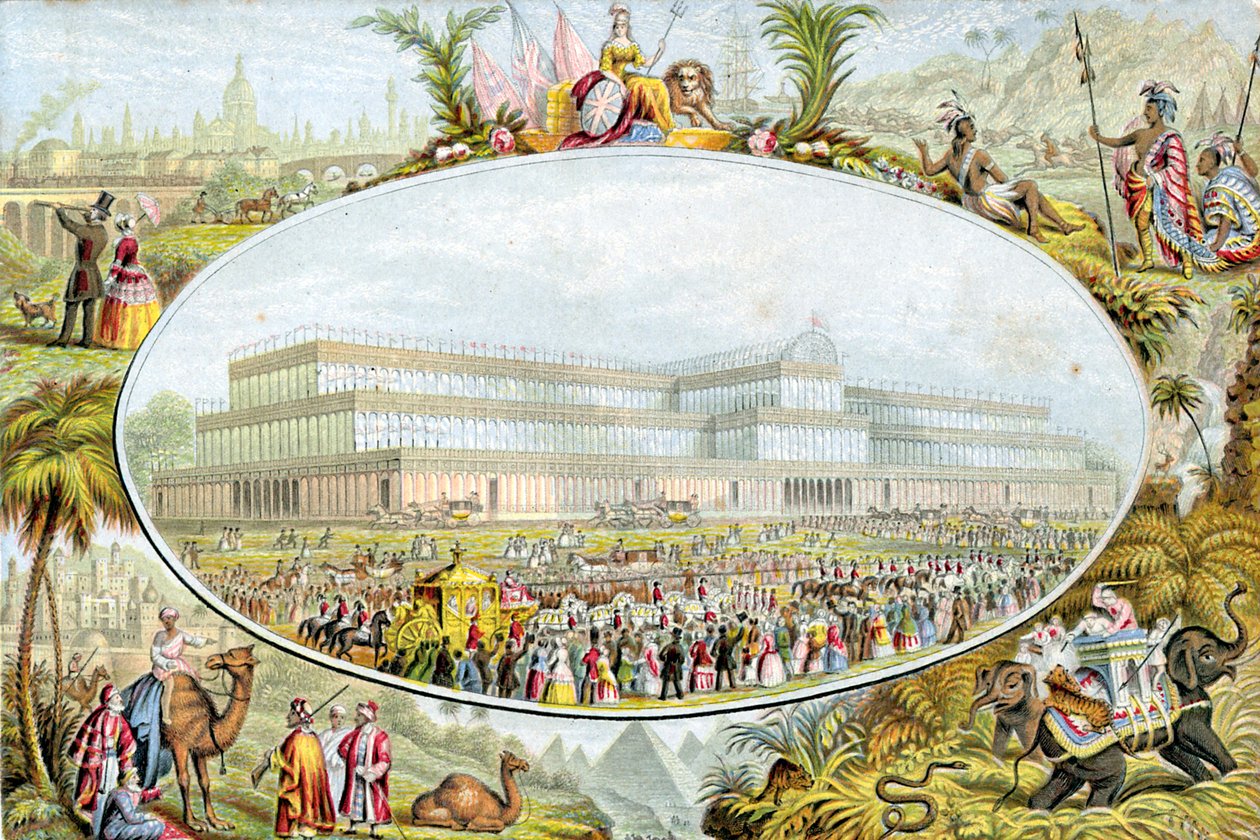 Kuningatar Victoria saapuu avaamaan suuren näyttelyn Crystal Palacessa, Lontoossa, 1851 tekijältä Le Blond