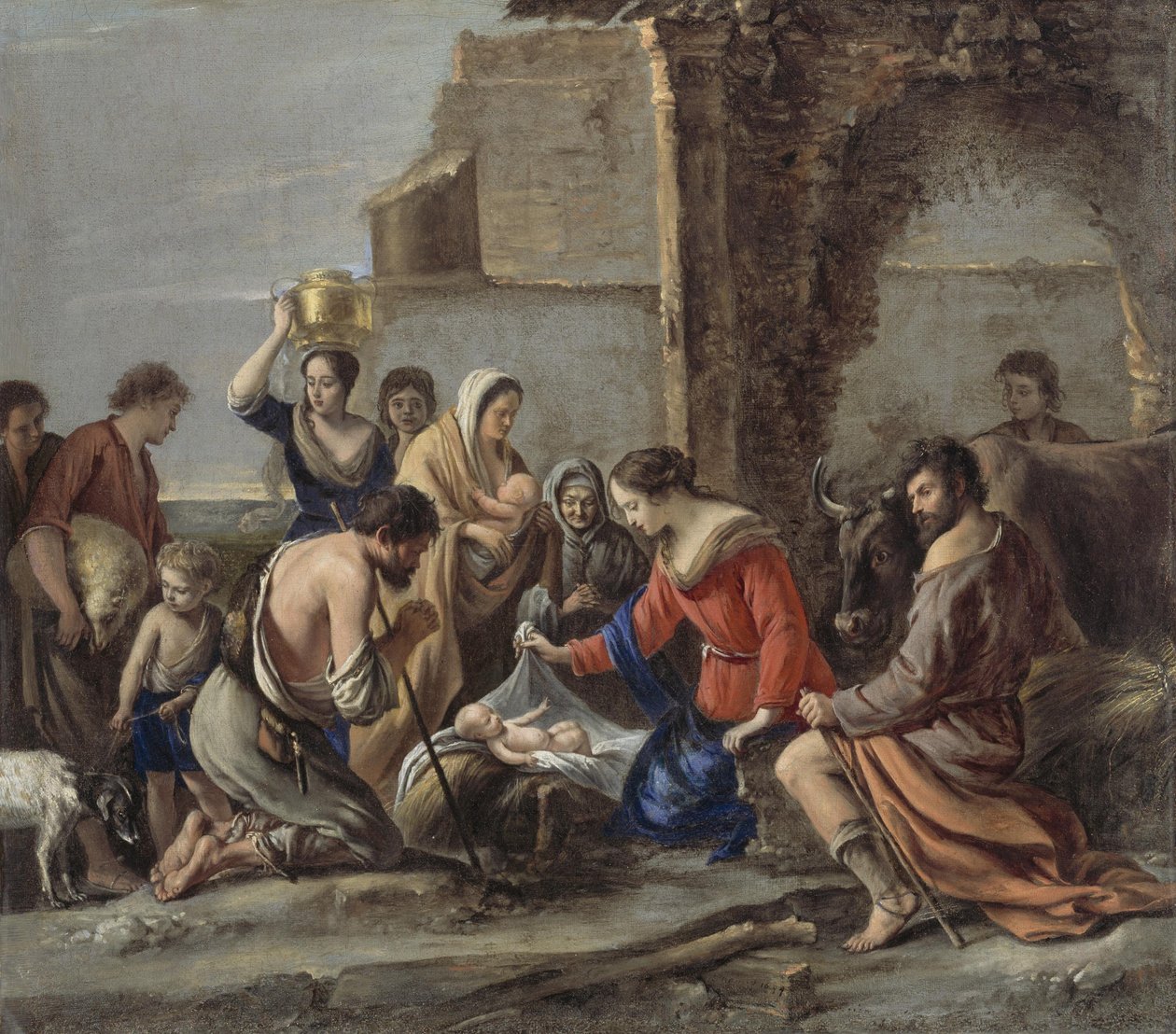 Le Nain - Paimenten palvonta, 1644 tekijältä Le Nain Brothers