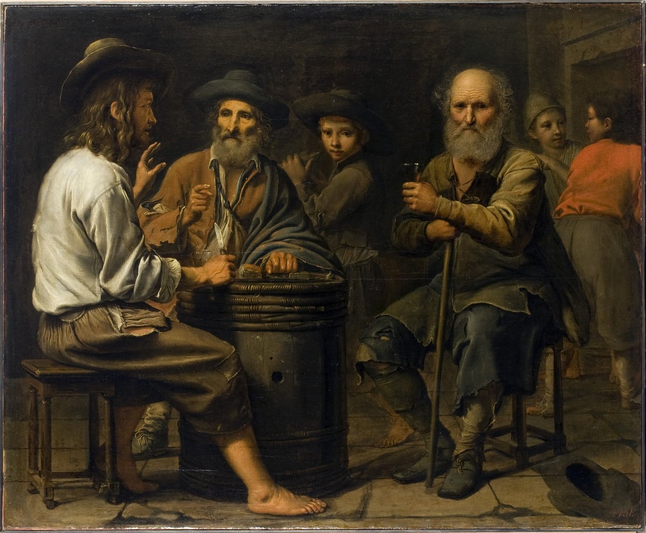 Kulkueiden mestari - talonpojat kapakassa, 1640 tekijältä Le Nain Brothers