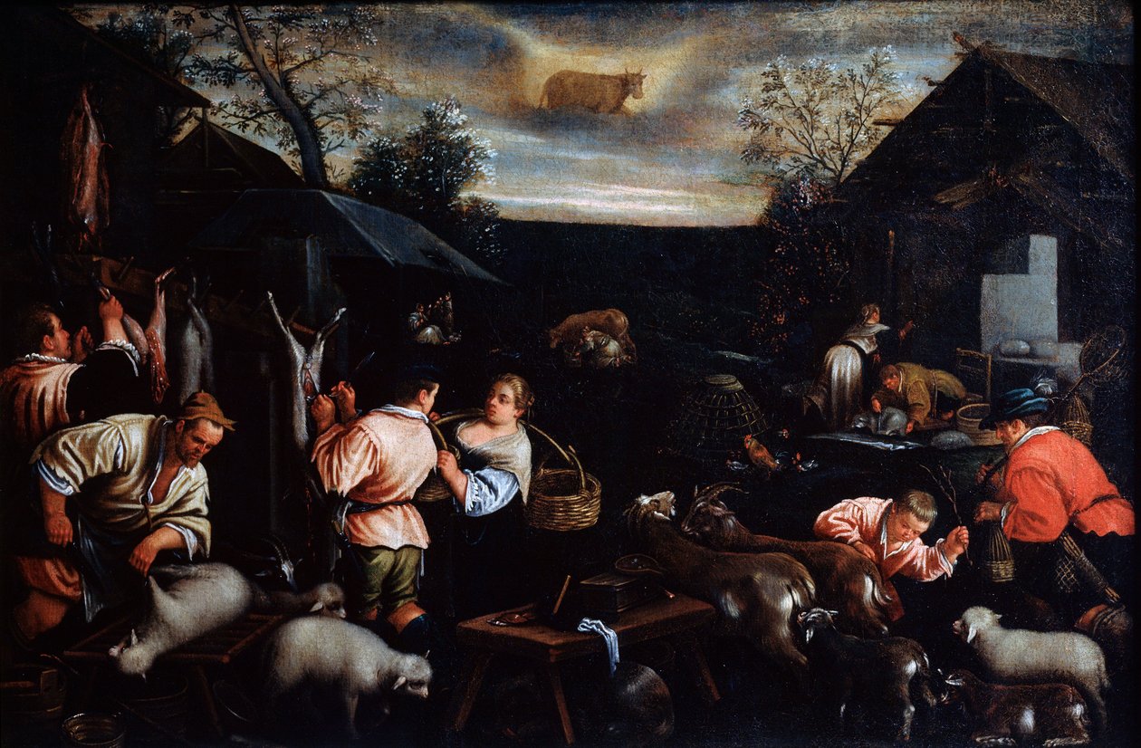 Huhtikuu sarjasta The Seasons, 1500-luvun loppu tai 1600-luvun alku tekijältä Leandro Bassano