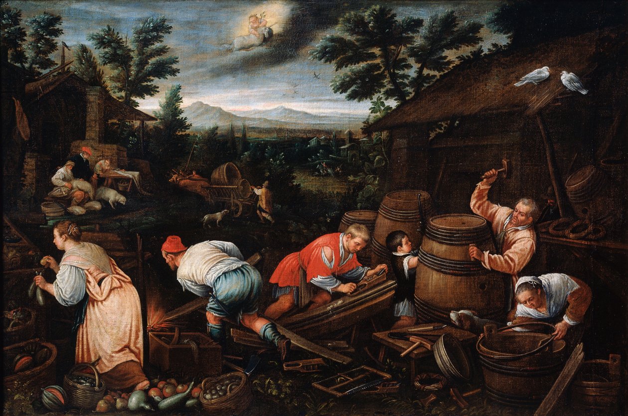 Elokuu sarjasta The Seasons, 1500-luvun loppu tai 1600-luvun alku tekijältä Leandro Bassano
