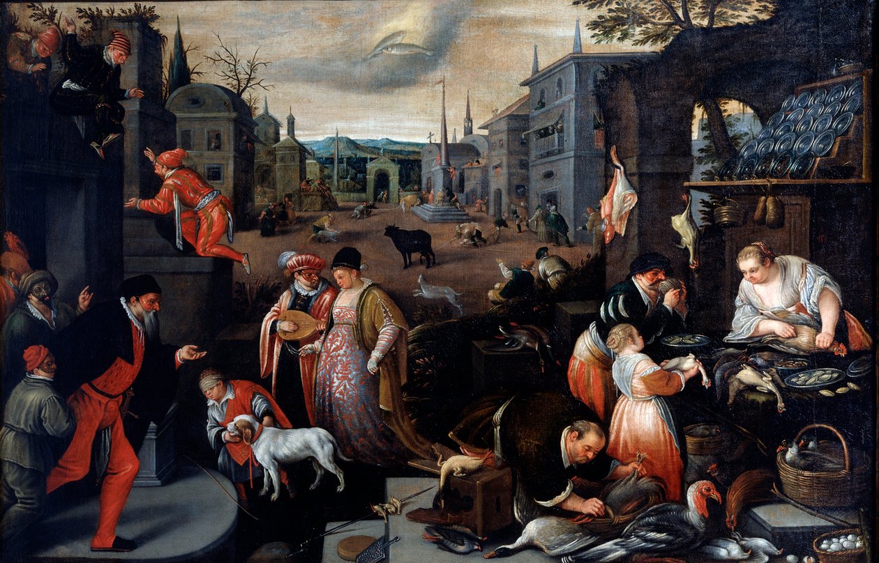 Helmikuu sarjasta The Seasons, 1500-luvun loppu tai 1600-luvun alku tekijältä Leandro Bassano