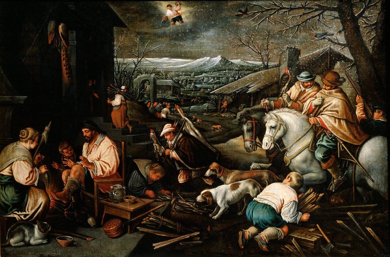 Tammikuu sarjasta The Seasons, 1500-luvun loppu tai 1600-luvun alku tekijältä Leandro Bassano