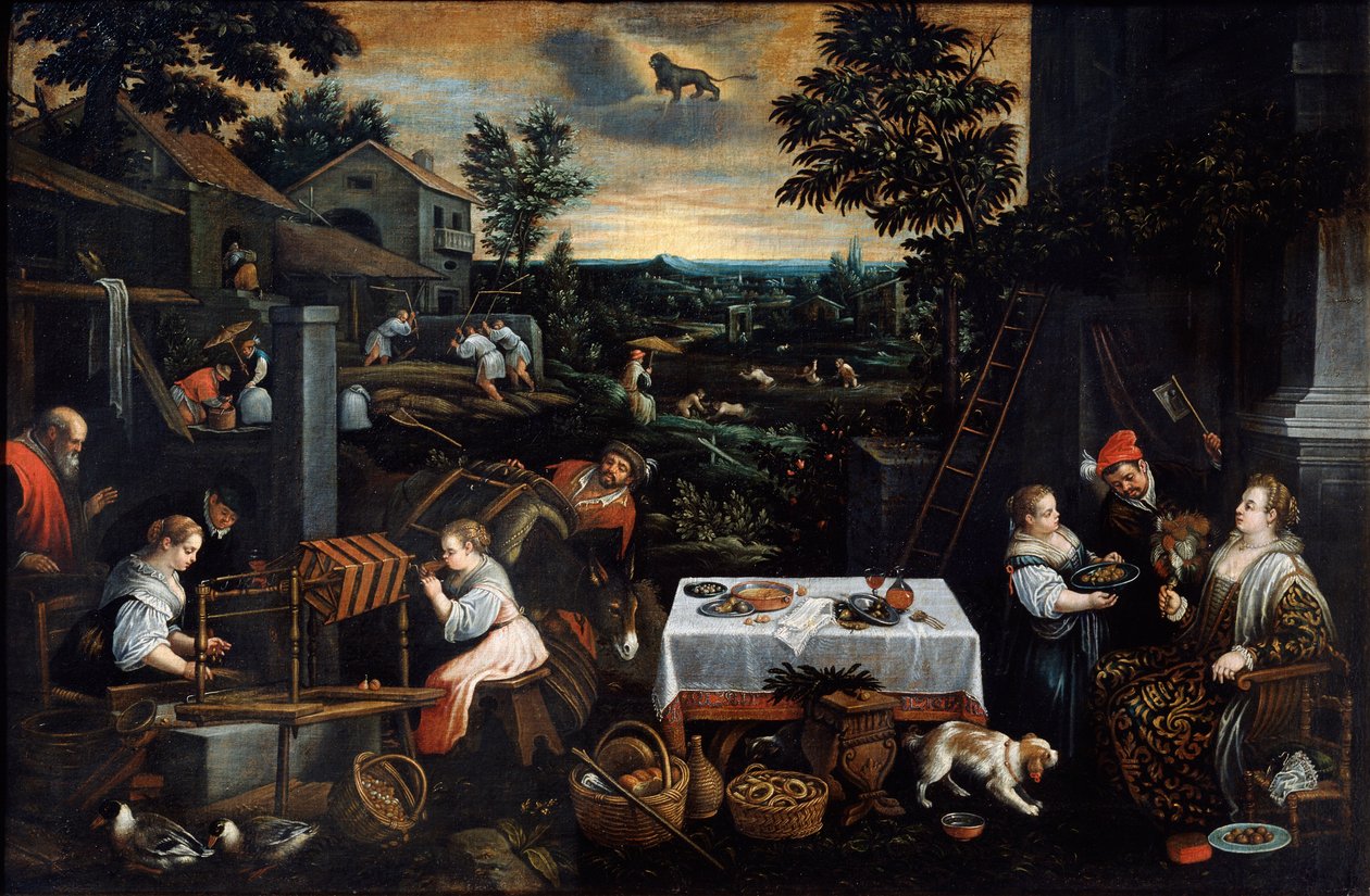 Heinäkuu sarjasta The Seasons, 1500-luvun loppu tai 1600-luvun alku tekijältä Leandro Bassano