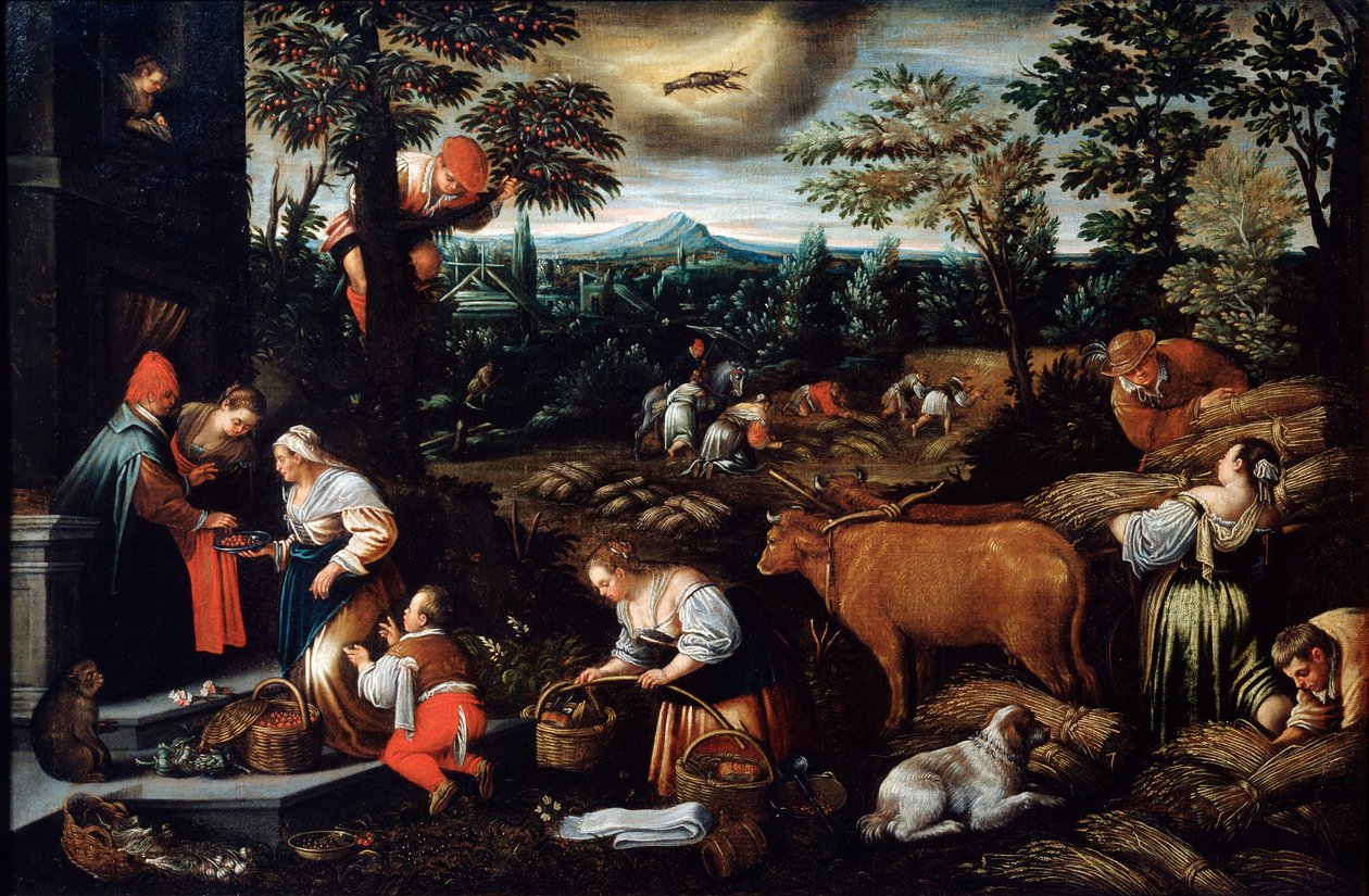 Kesäkuu sarjasta The Seasons, 1500-luvun loppu tai 1600-luvun alku tekijältä Leandro Bassano