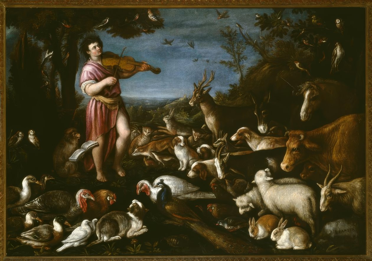 L. da Ponte Bassano, Orpheus bezaubert die Tiere / Gemälde tekijältä Leandro Bassano