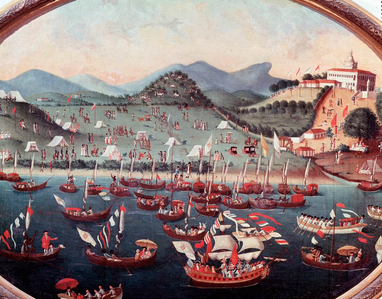 Merikulkue Lazarus-sairaalan (Lazarus) edessä Rio de Janeirossa Brasiliassa Akvarelli Leandro Joaquim (1738-1798) 1700-luvun Rio de Janeiro, kansallinen historiallinen museo tekijältä Leandro Joachim