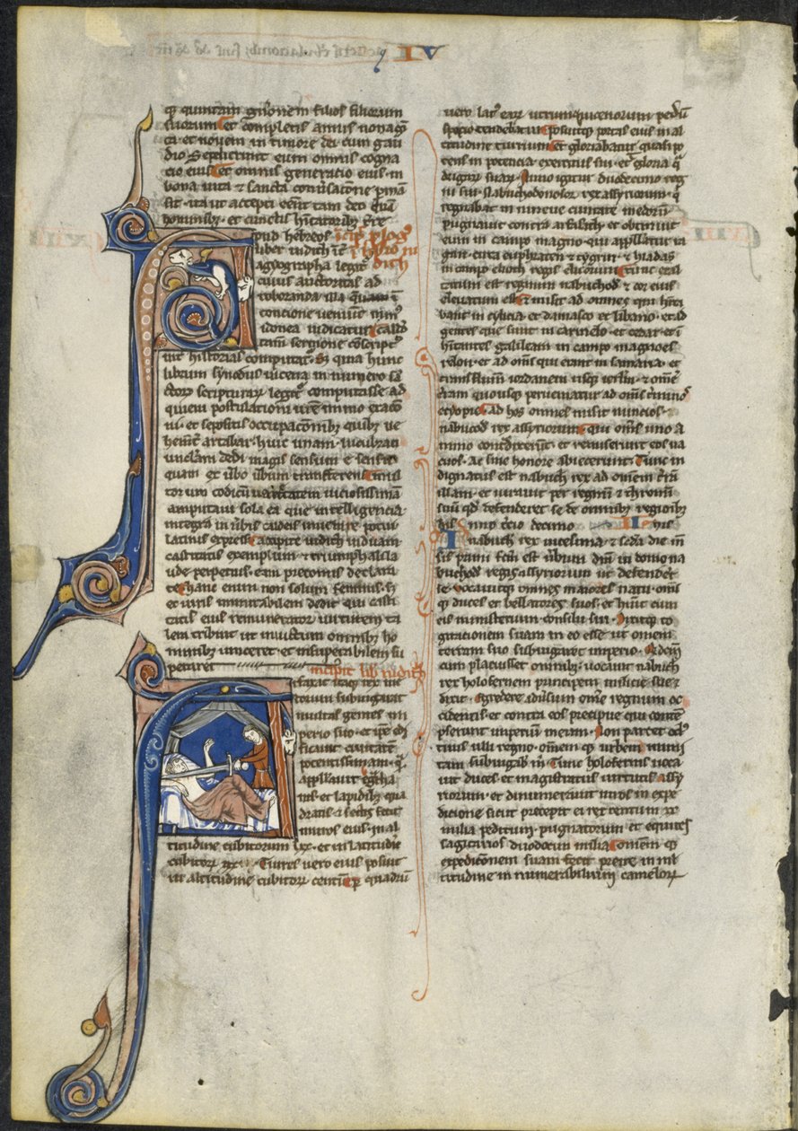 Lehti latinalaisesta Raamatusta: Alkukirjain A ja Alkukirjain A: Judith Beheading Holofernes, n. 1230-1240. tekijältä Leber Group