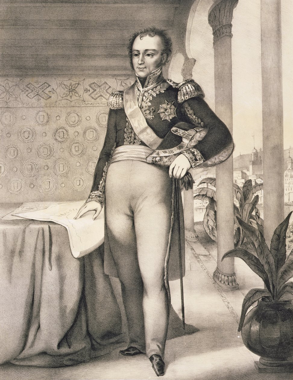 Muotokuva Comte de Bourmontista (1773-1846), Afrikan retkikunnan ylipäällikkö, osasta, joka muistelee Ranskan retkikuntajoukkoja, jotka valloittivat Algerin vuonna 1830 tekijältä Leberthais