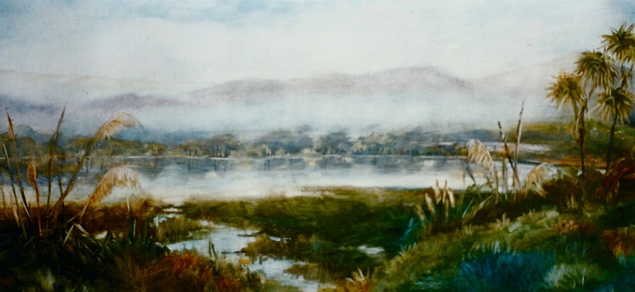North Island, NZ, 2000, (öljy paperille) tekijältä Lee Campbell