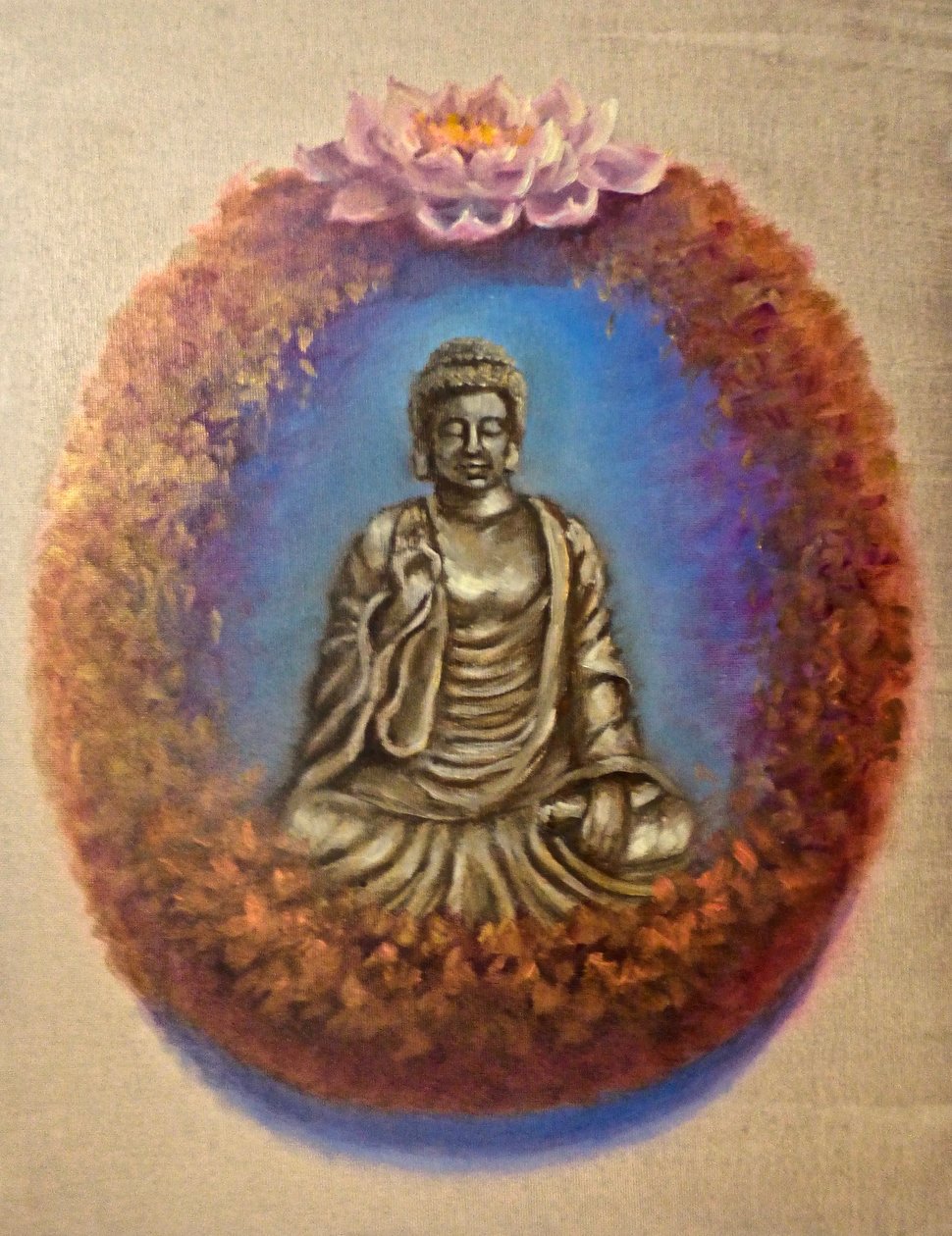 Rauha - Buddha, 2024 (öljy kankaalle) tekijältä Lee Campbell