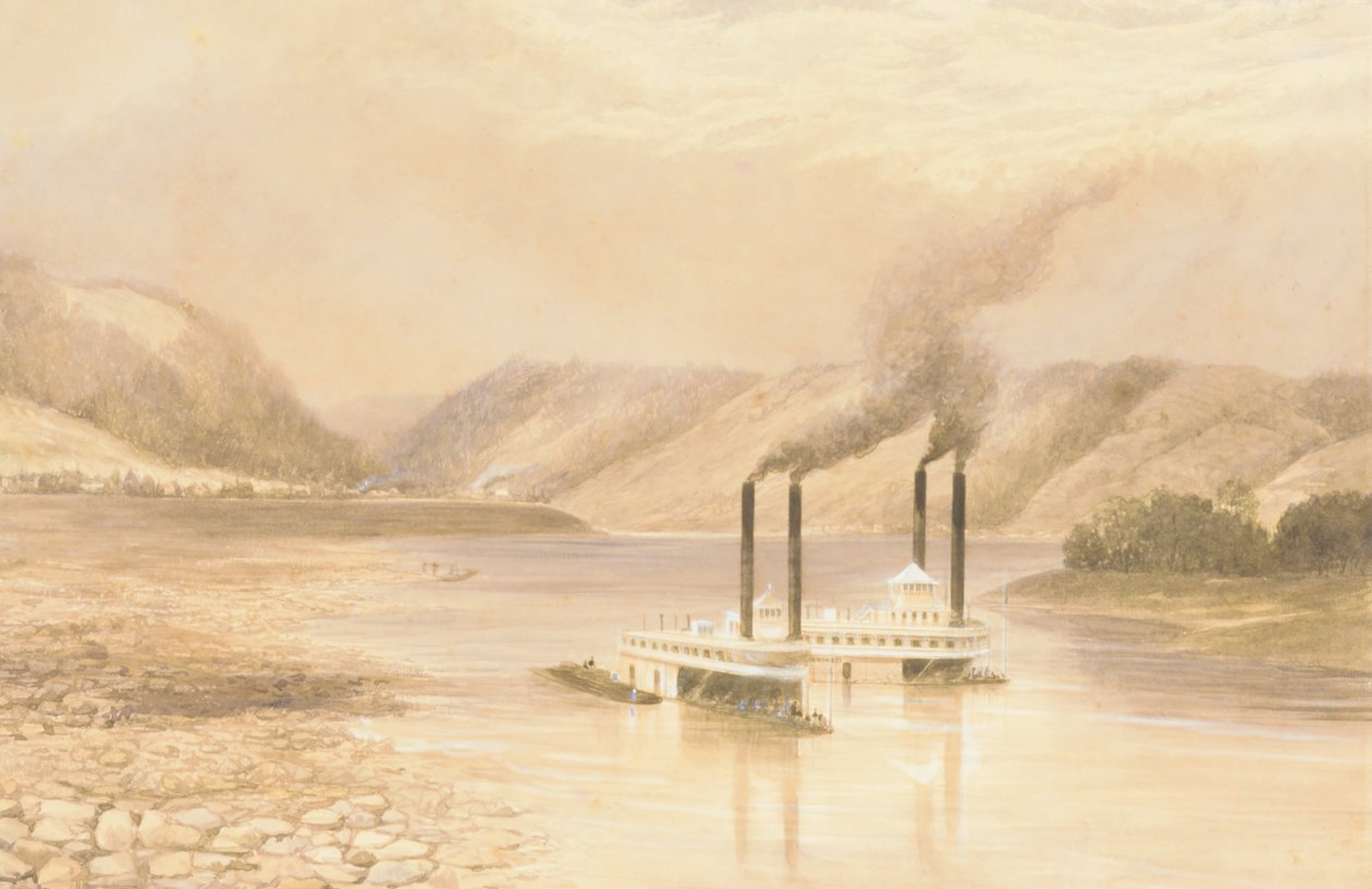El riu Ohio prop de Wheeling, Virgínia Occidental, 1859-60. finlandès tekijältä Lefevre James Cranstone