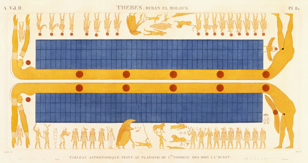 Thebes, Byban el Molouk, n. 1809-1812 (värikaiverrus) tekijältä Legentil (after)