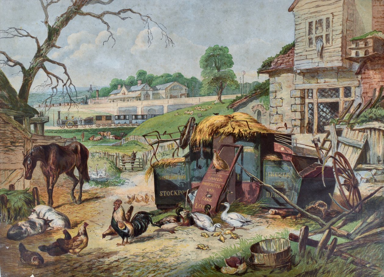 Menneisyys ja nykyisyys, noin 1860 (puukaiverrus paperille). tekijältä Leighton Bros