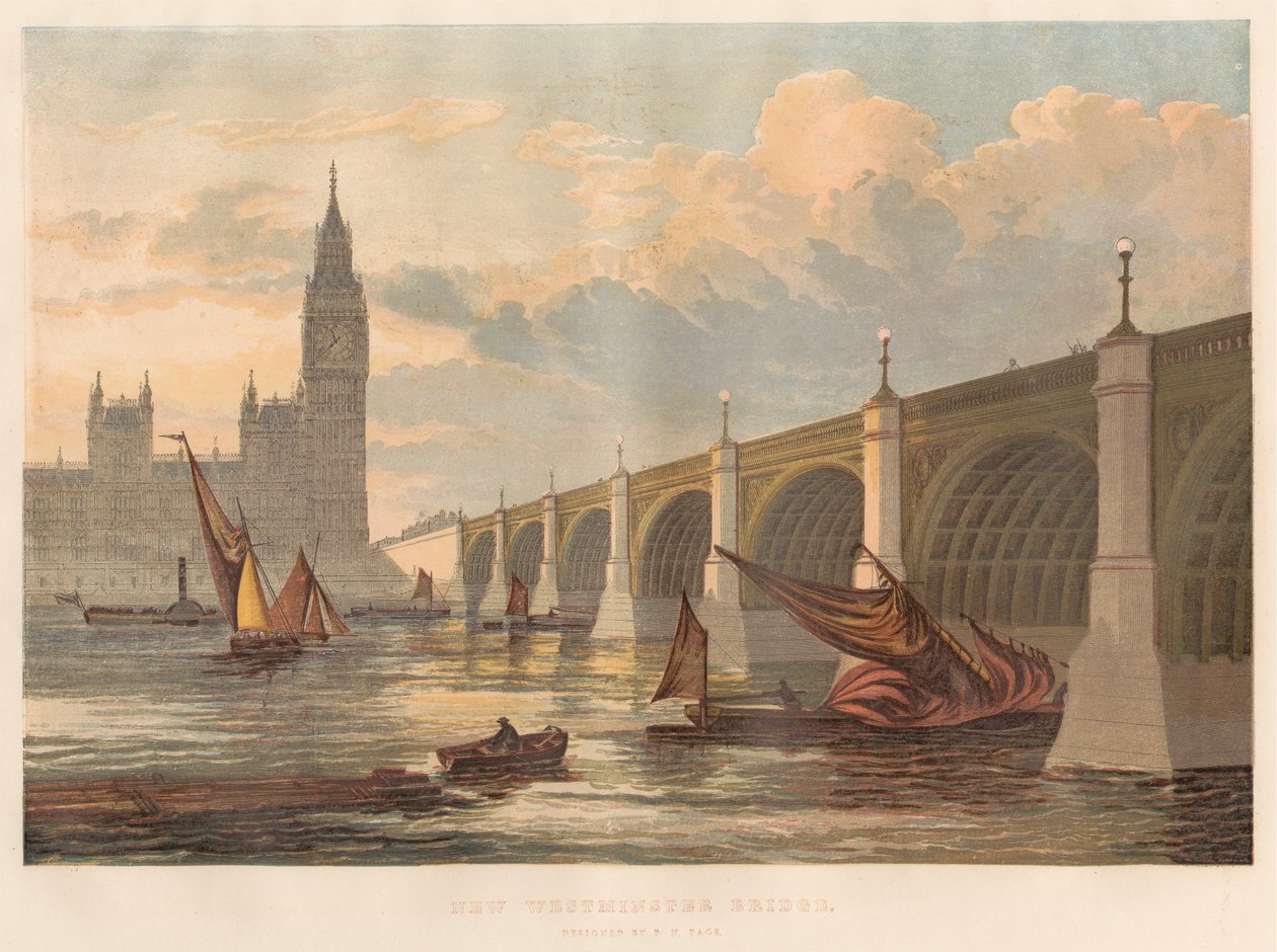 Uusi Westminster Bridge, suunnittelija P. N. Page tekijältä Leighton Brothers