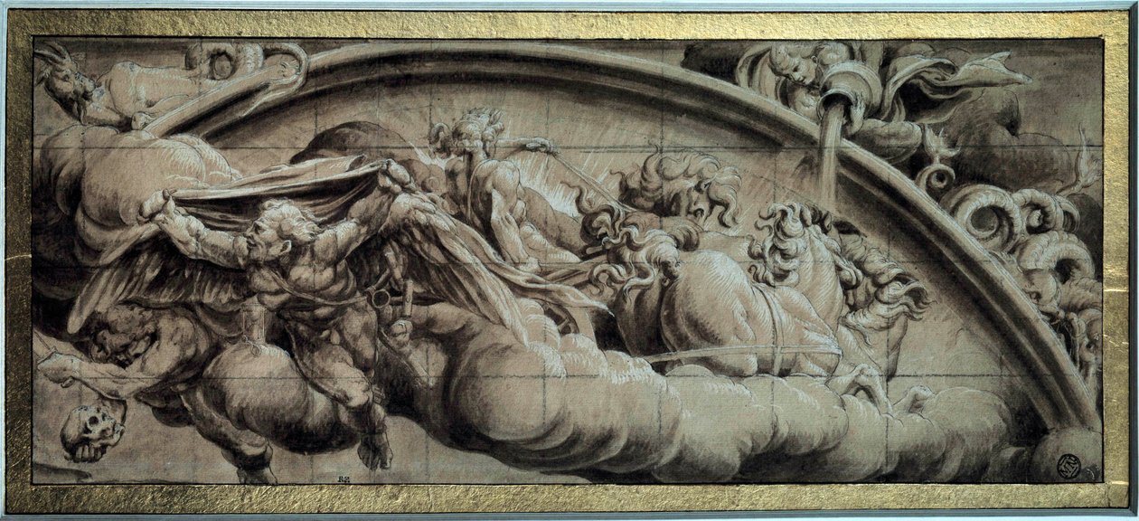 Apollo-tankin kierto: talven ilta tai allegoria. Lelio Orsin (1511-1587) piirros mustalla musteella. 16. vuosisata. Himmeä. 0,17x0,43 m. Pariisi, Louvre-museo tekijältä Lelio Orsi da Novellara