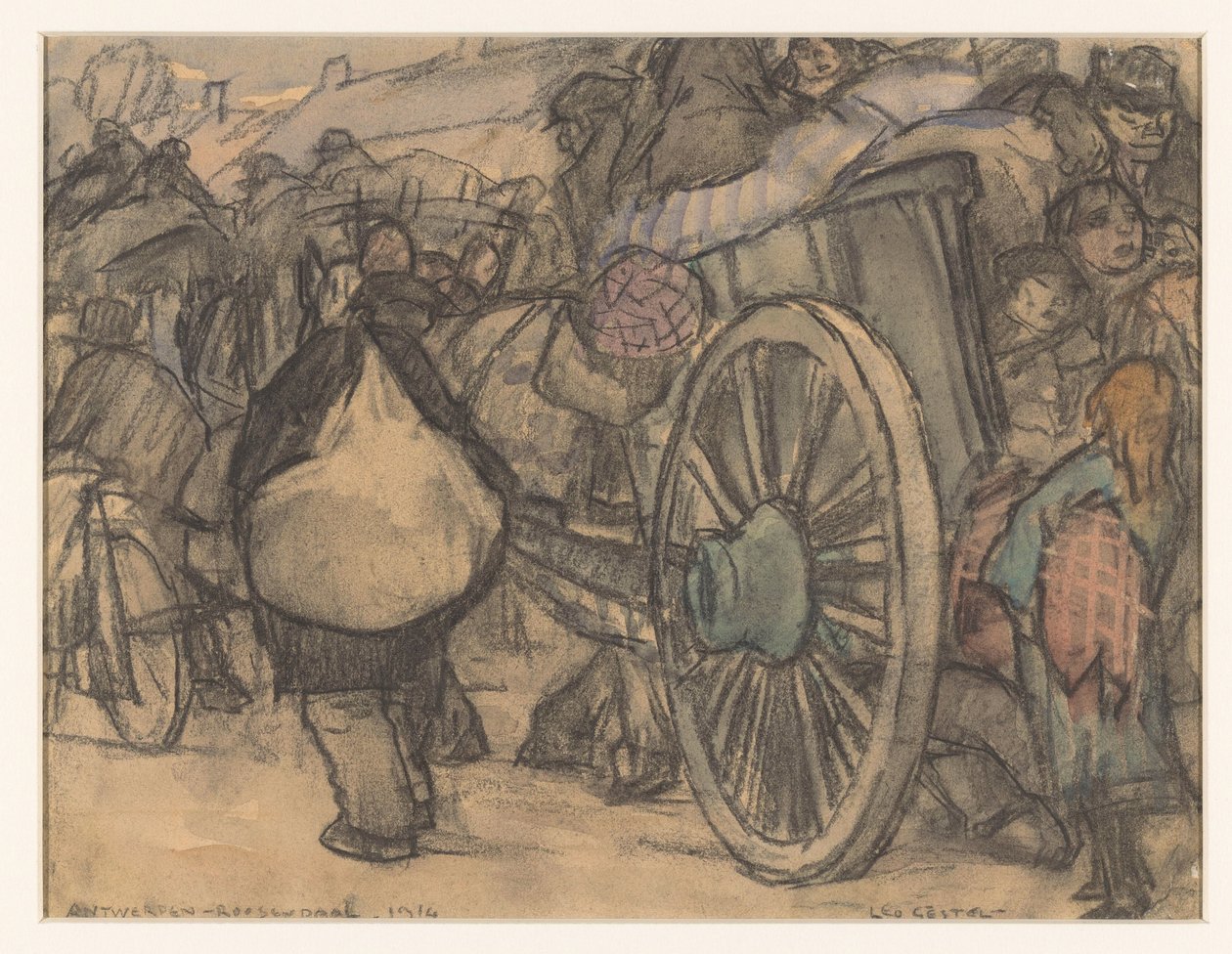 Antwerpen-Roosendaal-1914 (alkuperäinen nimi esineessä) tekijältä Leo Gestel (signed by artist)