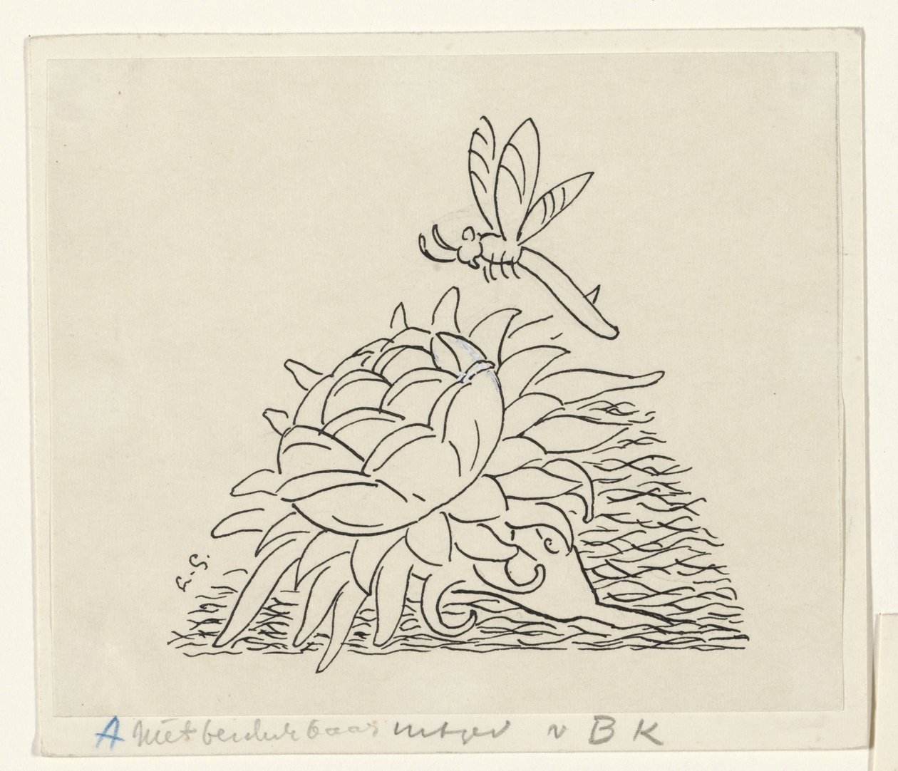 Kukka sudenkorenton kanssa tekijältä Leo Gestel (signed by artist)