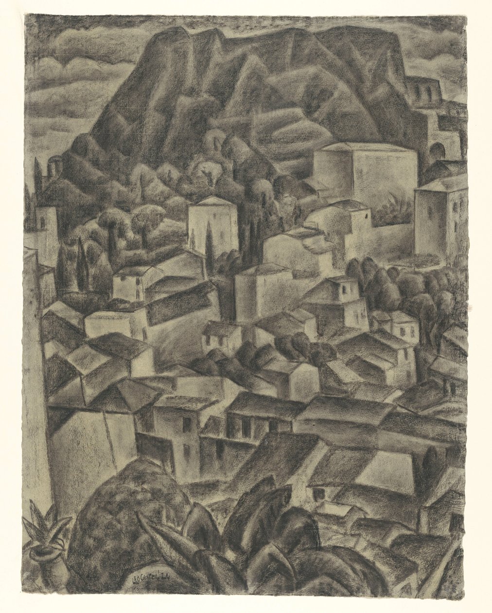 Italian vuoristokylä tekijältä Leo Gestel (signed by artist)
