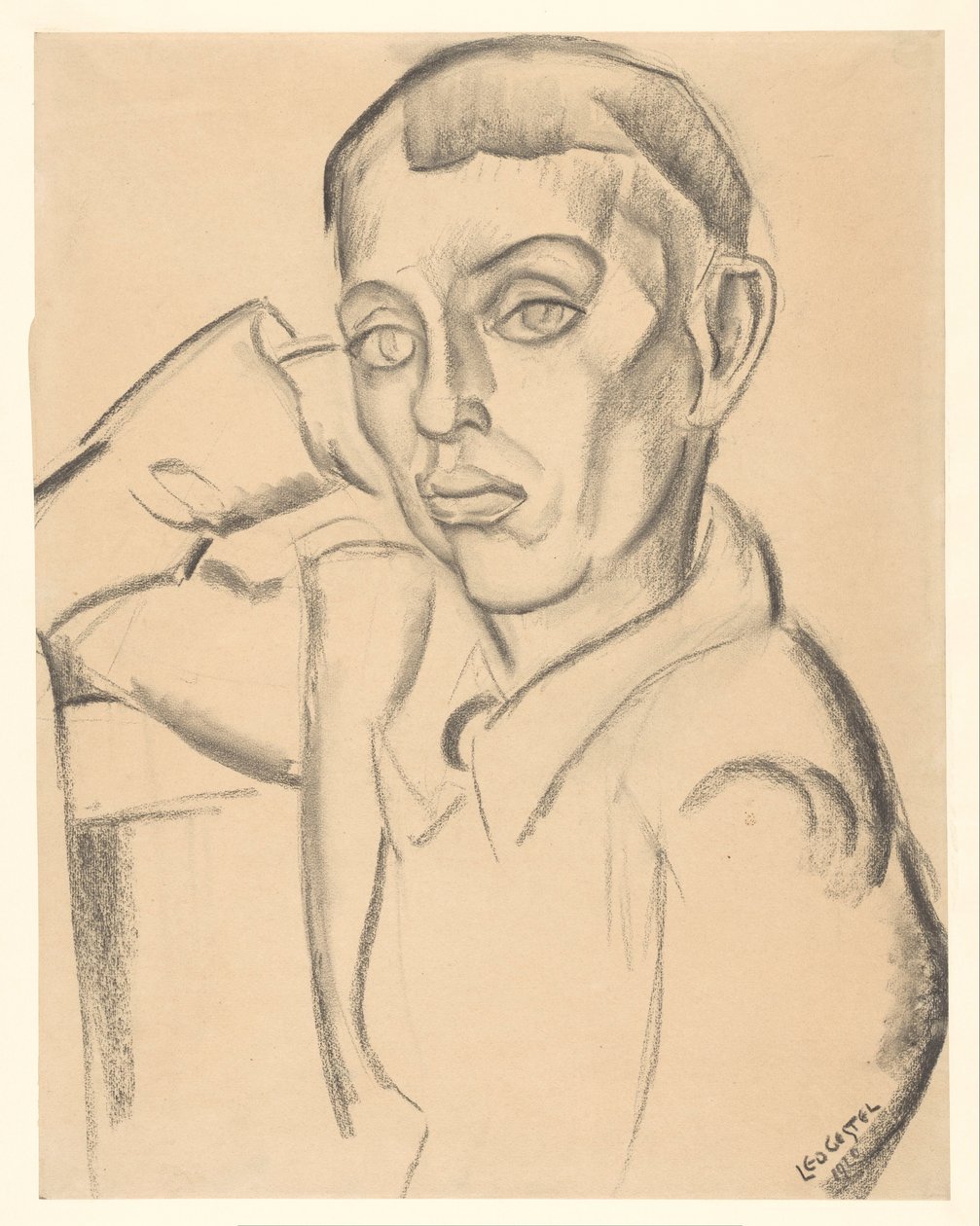 Nuori mies nojaa päänsä käteensä tekijältä Leo Gestel (signed by artist)
