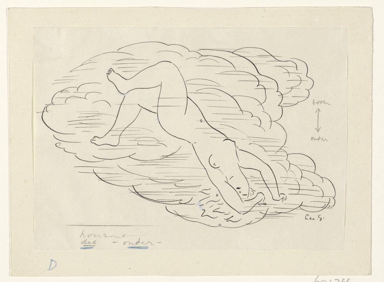 Alaston nainen pilvissä tekijältä Leo Gestel (signed by artist)