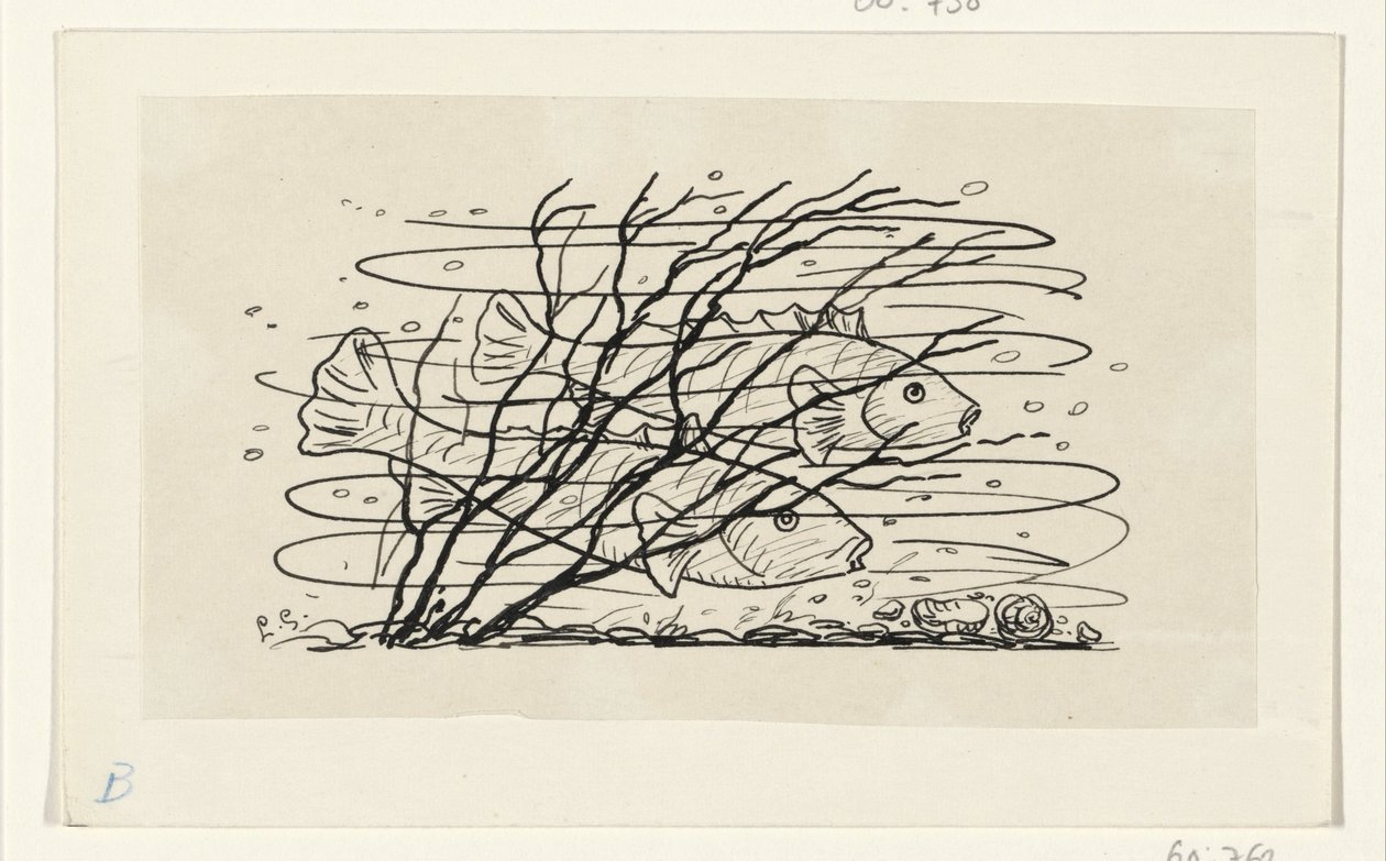 Kaksi kalaa vedessä tekijältä Leo Gestel (signed by artist)