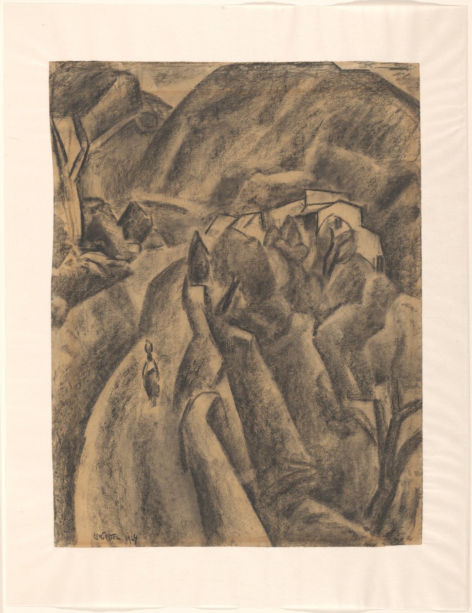 Nainen kannu päässään tiellä korkeiden vuorten halki tekijältä Leo Gestel (signed by artist)