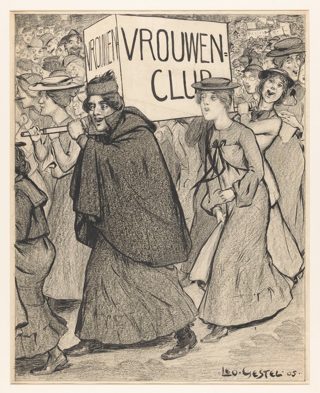 Naiset naisten kerhoparaatissa tekijältä Leo Gestel (signed by artist)