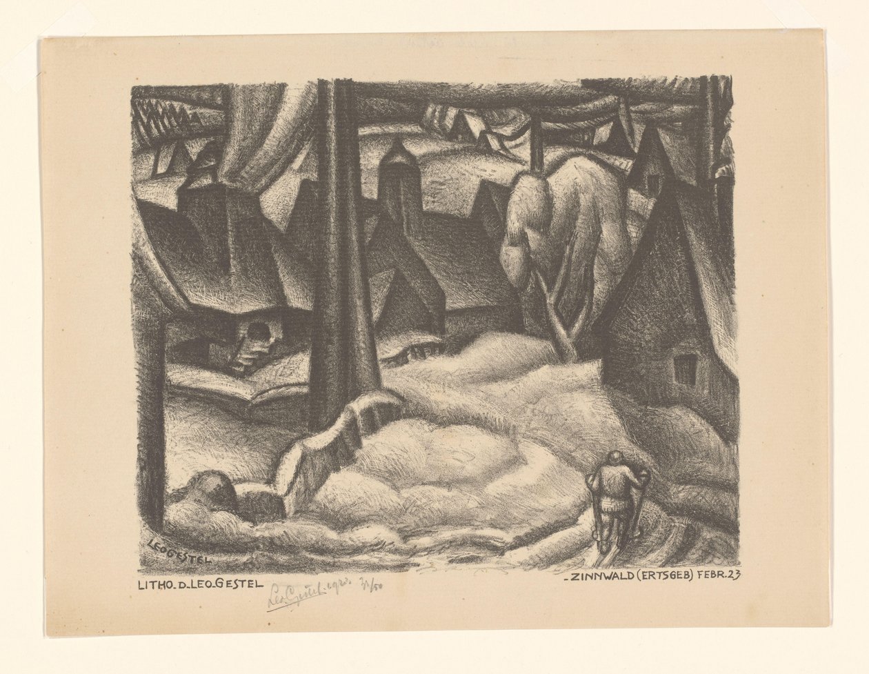 Zinnwald (Ertsgebergte) (alkuperäinen nimi esineessä) tekijältä Leo Gestel (signed by artist)
