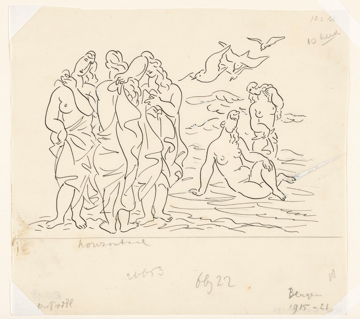 Uimarit (luonnos) tekijältä Leo Gestel
