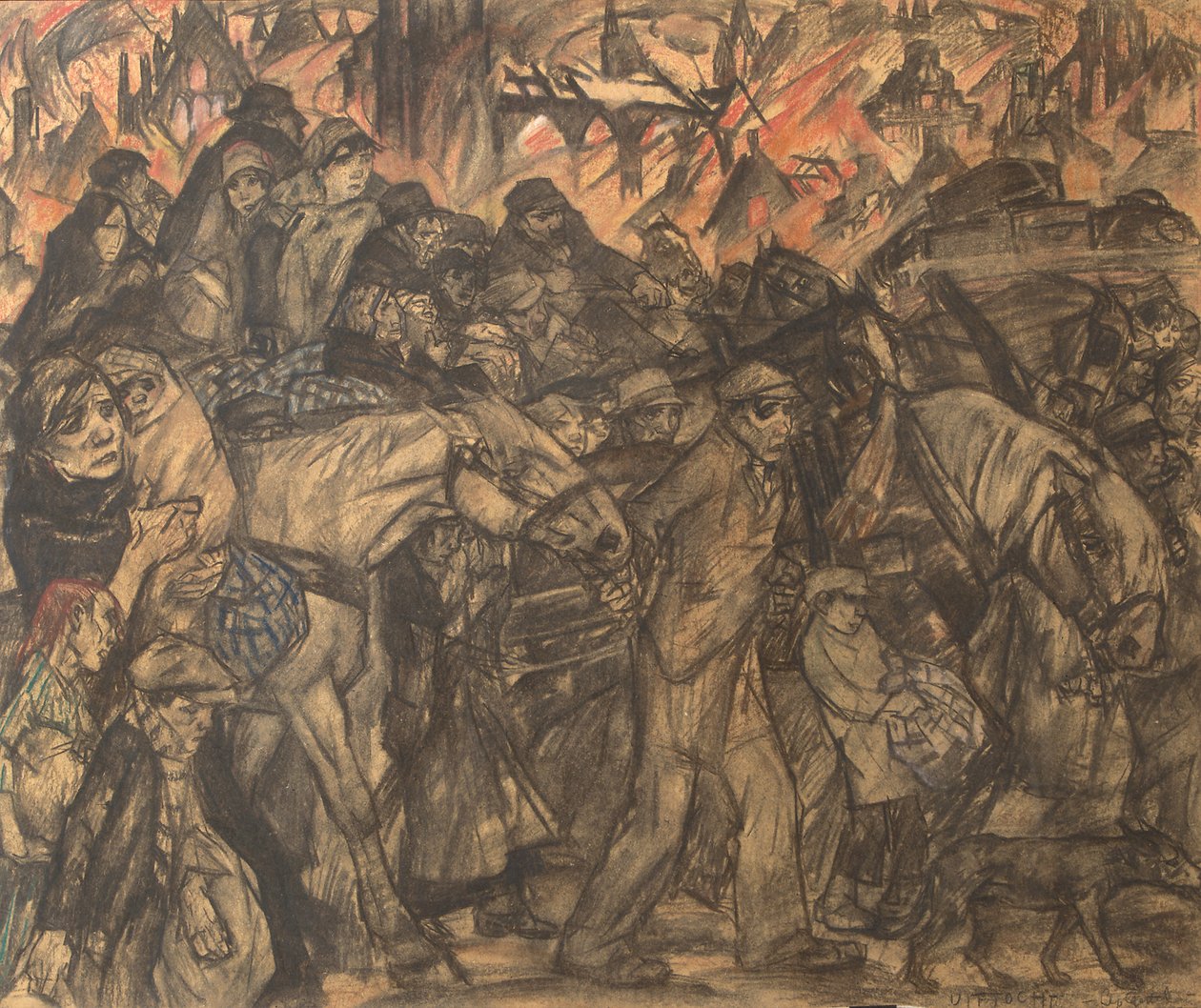 Exodus (liitu ja pastelli paperille) tekijältä Leo Gestel