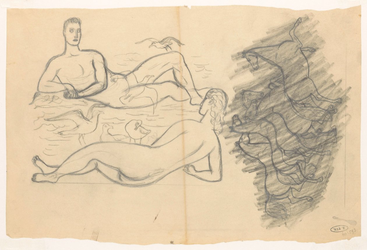 Home i dona nus a la platja, envoltats de gavines finlandeses tekijältä Leo Gestel