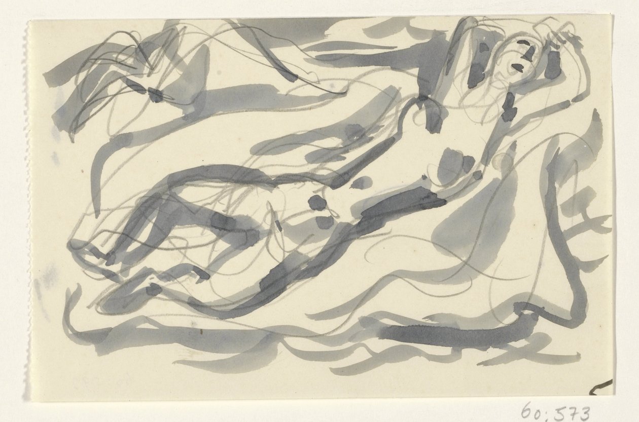 Alaston nainen ja hevonen meressä tekijältä Leo Gestel