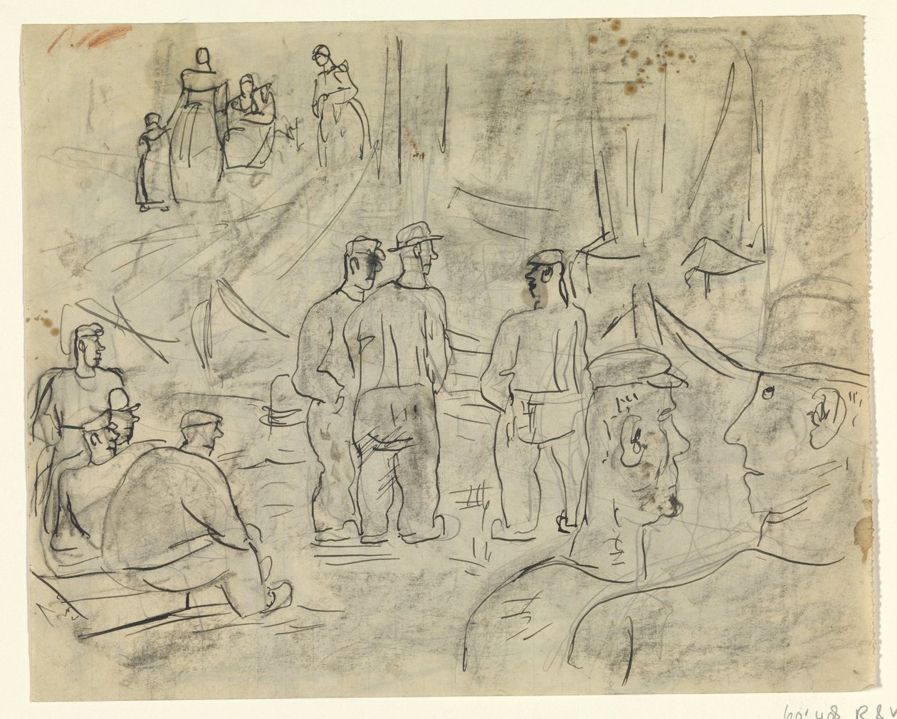 Kalastajat satamassa tekijältä Leo Gestel