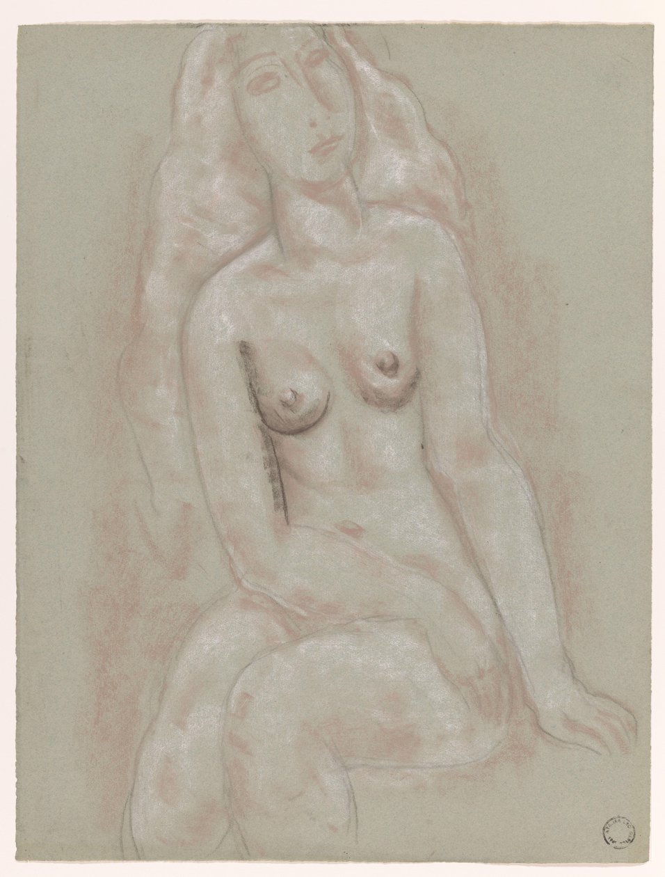 Istuva nainen alaston tekijältä Leo Gestel