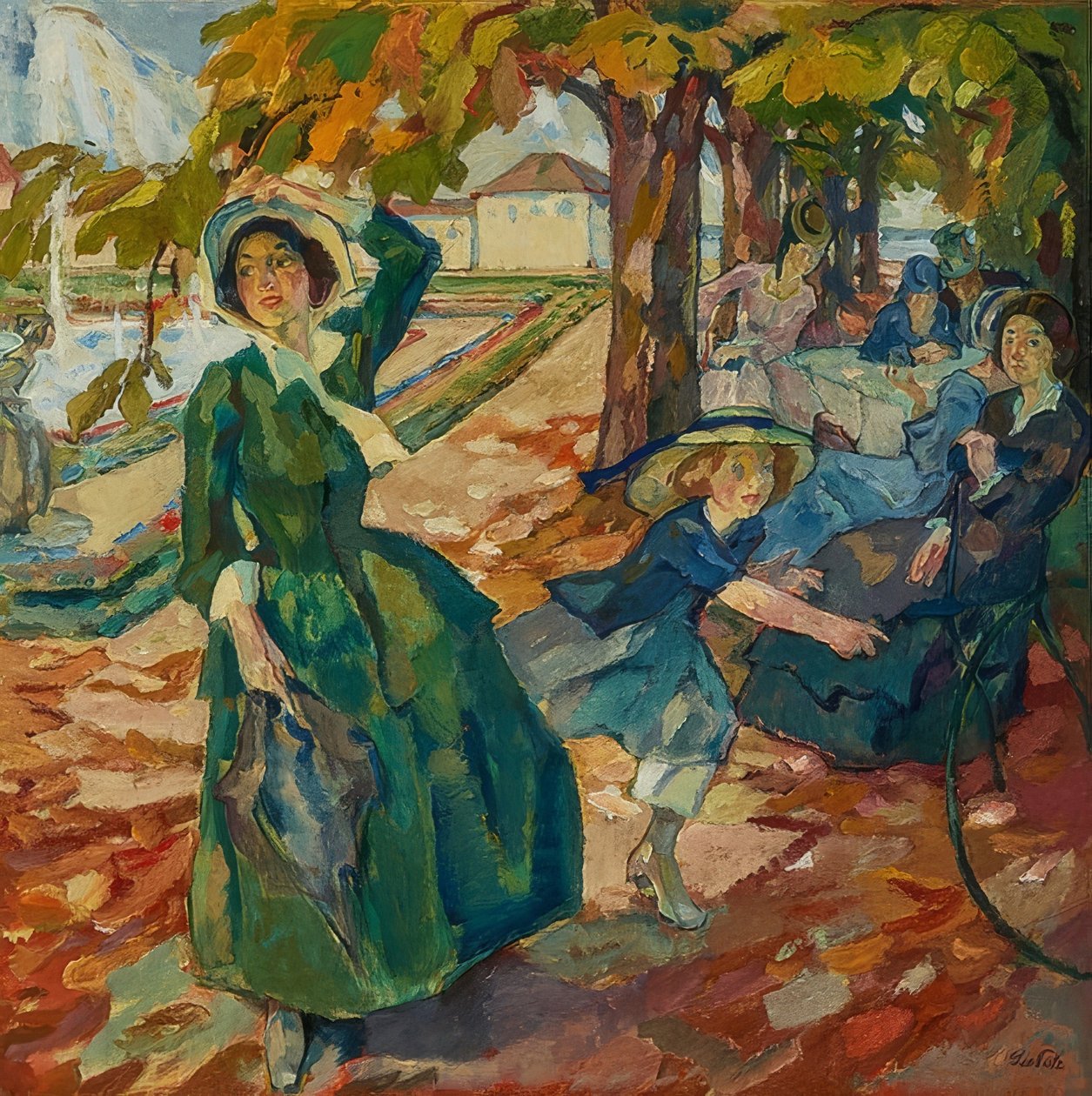 Schleissheimer Parkissa. Noin 1906 tekijältä Leo Putz