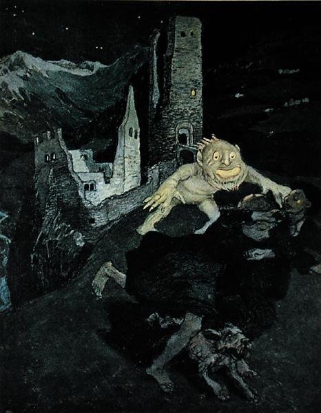 Linnan haamu, "Jugend", München, n. 1900 (väri litho) tekijältä Leo Putz