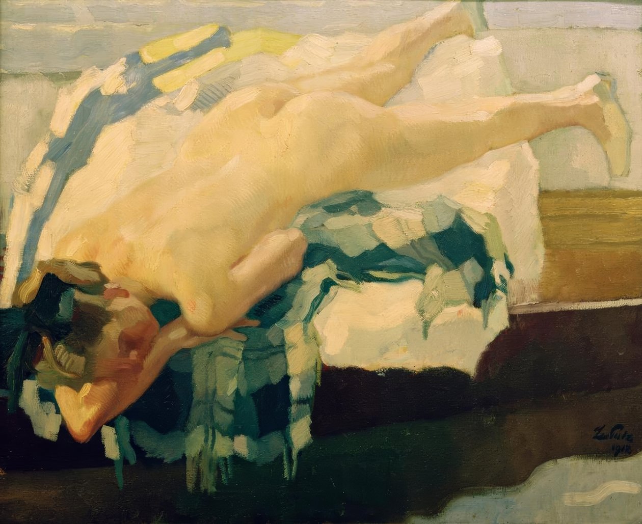 Nainen alaston veneessä tekijältä Leo Putz