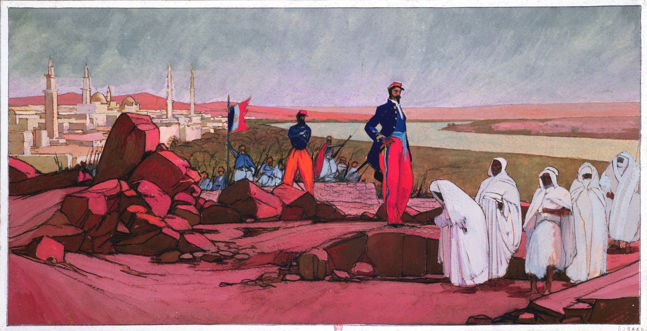Louis Faidherbe (1818-1889) vapauttaa Medinan (Mali), n. 1910-20 tekijältä Georges de Feure