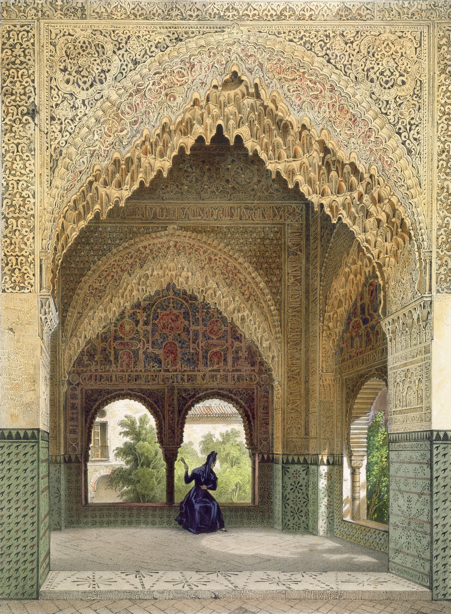 Infantojen kabinetti kahden sisaren huoneessa, Alhambra, Granada, 1853. tekijältä Leon Auguste Asselineau