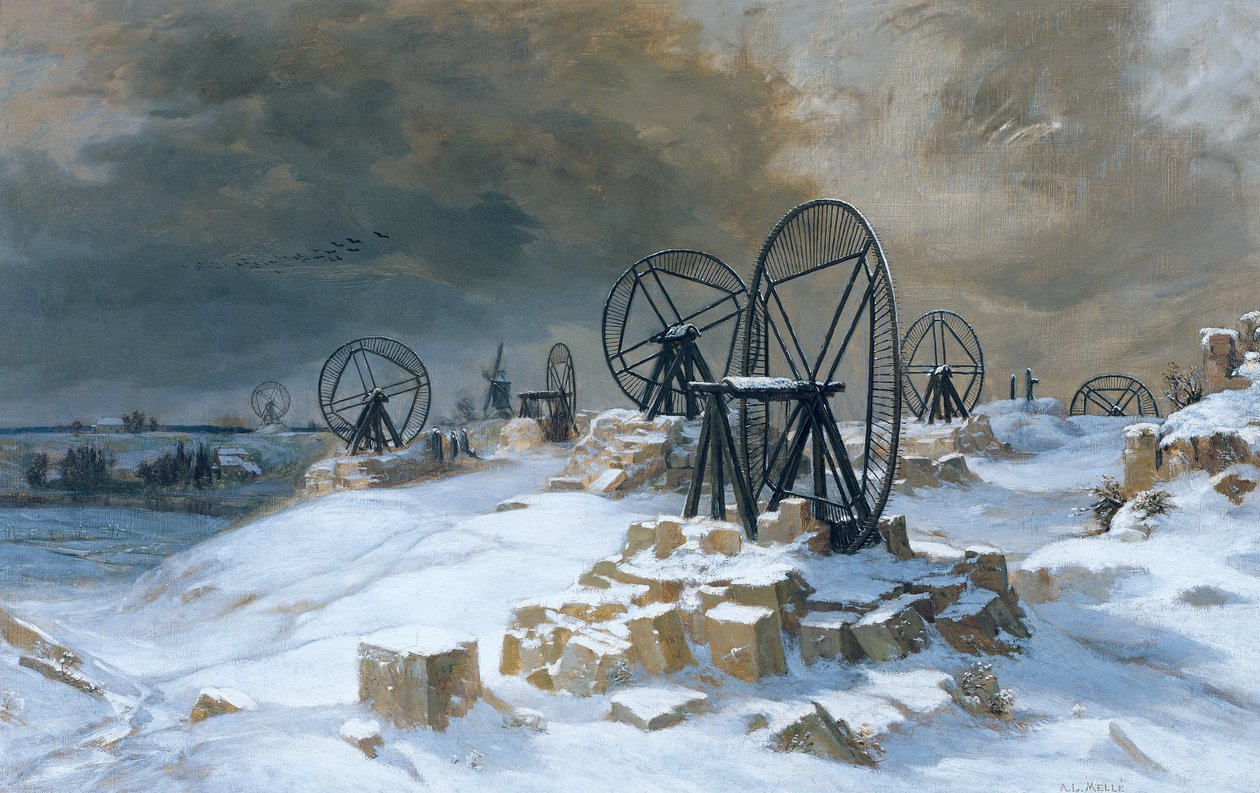 Pits at Gentilly in the Snow, 1879 tekijältä Leon Auguste Melle