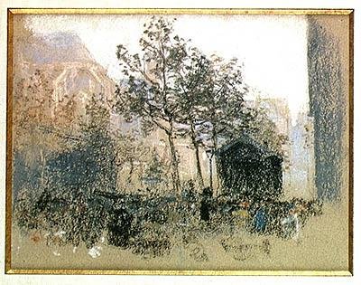 Les Halles, 1893 (pastelli kortilla) tekijältä Leon Augustin Lhermitte