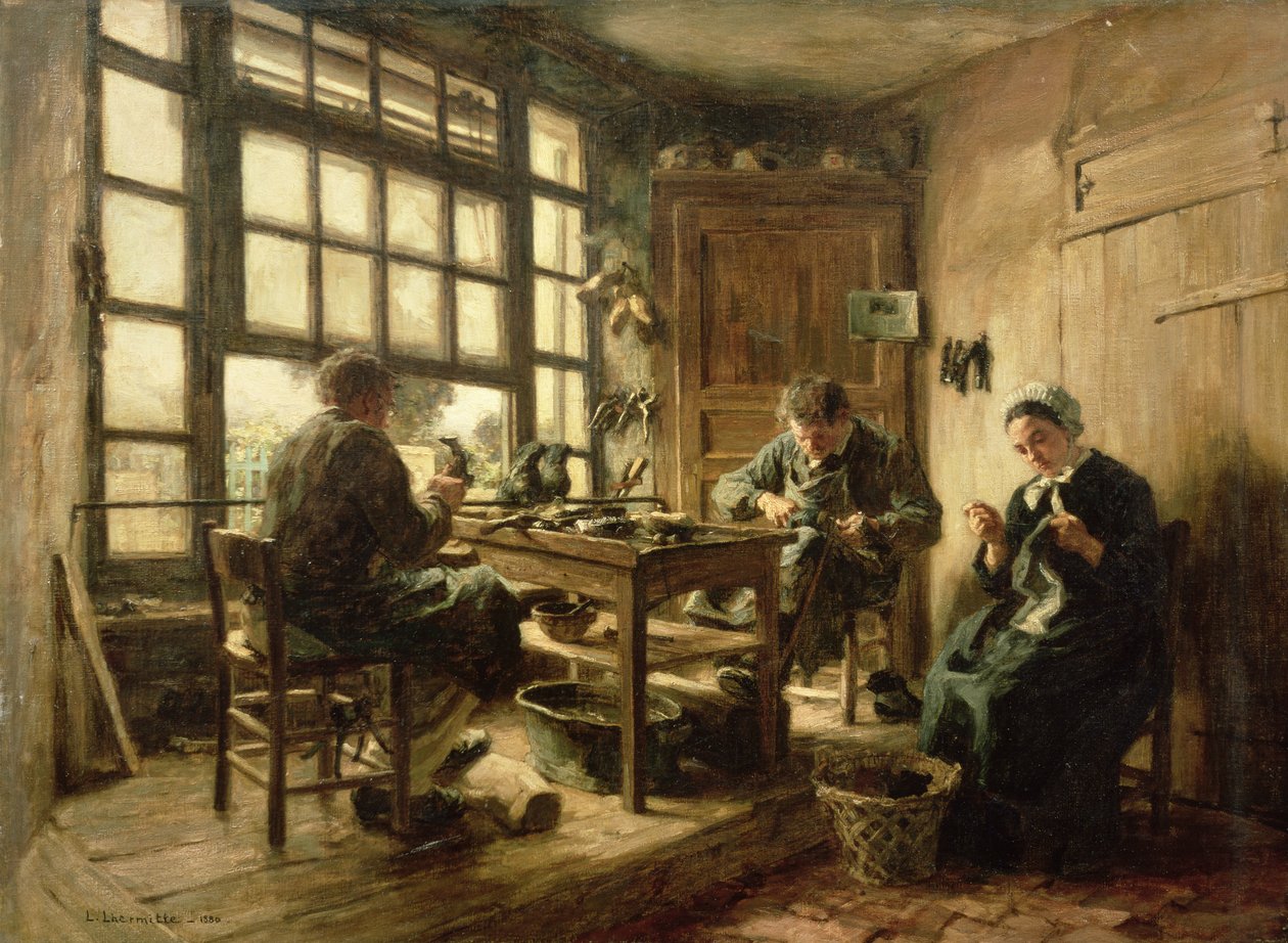 Suutarit, 1880 tekijältä Leon Augustin Lhermitte